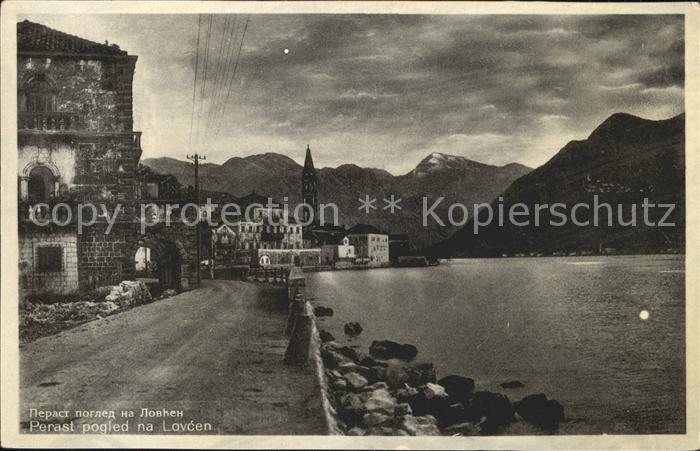 Perast Montenegro pogled na Lovcen Gebirge Bucht von Kotor