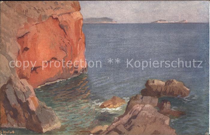Dubrovnik Ragusa Der rote Fels Kueste Kuenstlerkarte