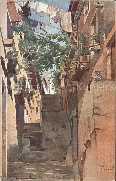 Dubrovnik Ragusa Ulica Palmoticeva Rue Palmotic Kuenstlerkarte