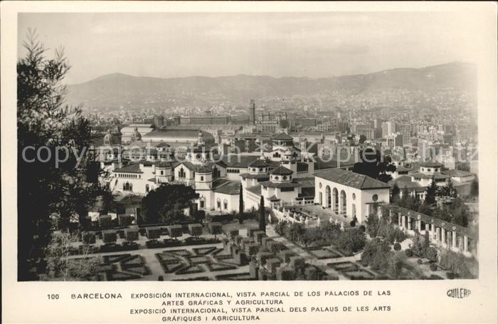 Barcelona Cataluna Exposicion internacional vista parcial de los Palacios de las