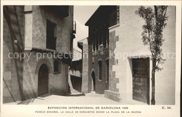 Barcelona Cataluna Pueblo Espanol la Calle de cervantes desde la plaza de la Igl
