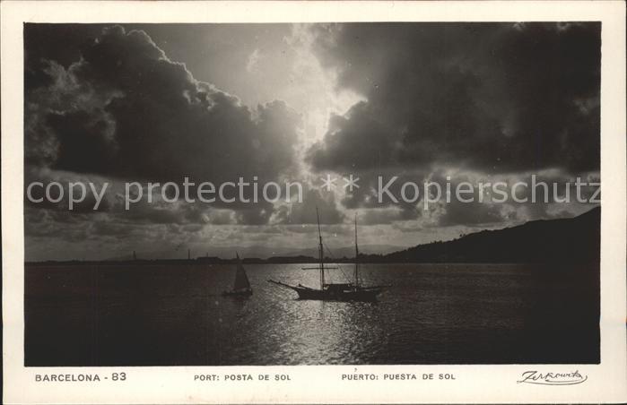 Barcelona Cataluna puerto puesta de sol