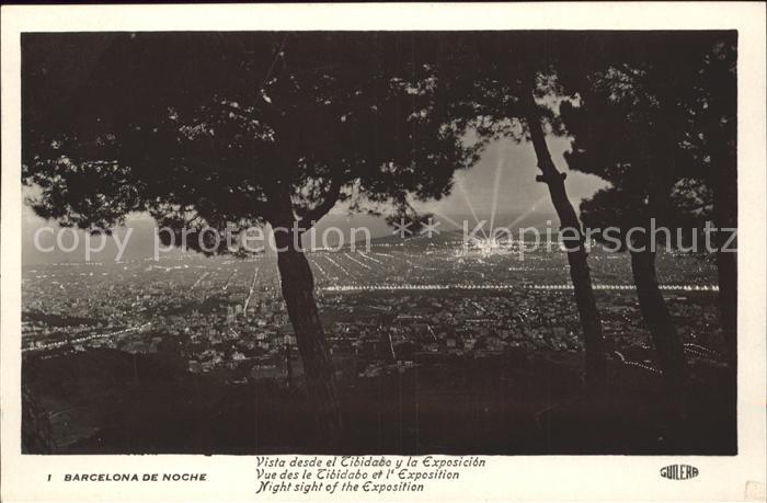 Barcelona Cataluna Tibidabo y la Exposicion noche