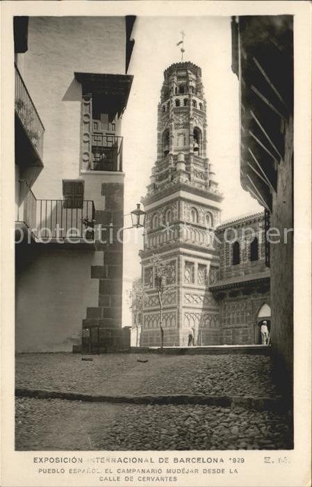 Barcelona Cataluna Pueblo Espanol el campanario Mudejar desde la calle de cervan