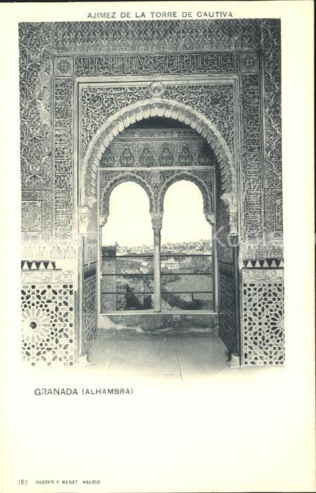 Verlag Hauser Y Menet Nr. 168 Granada Alhambra Ajimez de la Torre de Cautiva