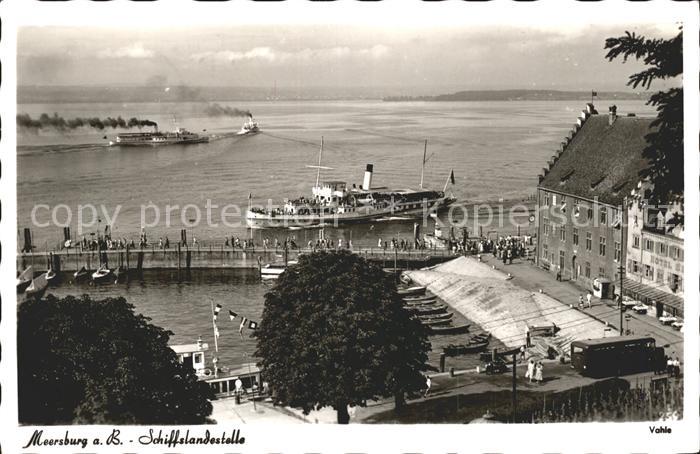 Dampfer Seitenrad Meersburg am Bodensee Schiffslandestelle