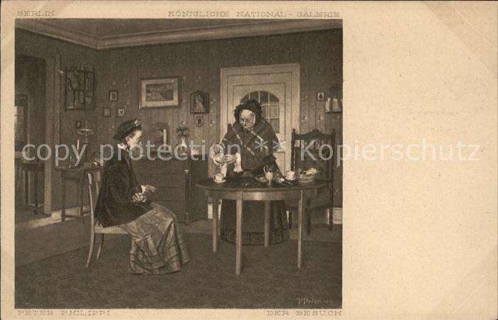 Kuenstlerkarte Alte Kuenstler Peter Philippi Der Besuch