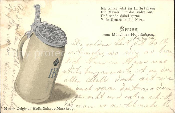 Hofbraeuhaus Muenchen Bier Original Masskrug Gedicht Litho
