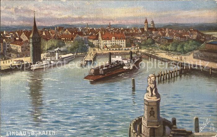 Verlag Tucks Oilette Nr. 736 Lindau im Bodensee Hafen Leuchtturm