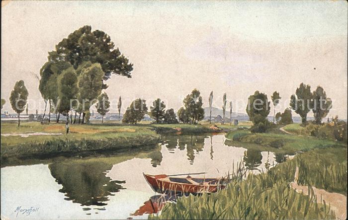 Kuenstlerkarte J. Marschall Am Bodensee Schussenmuendunf Nr. 612