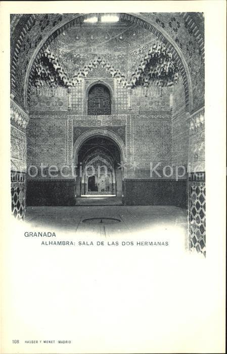 Verlag Hauser Y Menet Nr. 108 Granada Alhambra Sala de Las Dos Hermanas