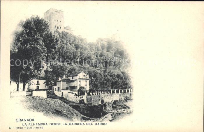 Verlag Hauser Y Menet Nr. 171 Granada La Alhambra desde la Carrera del Darro