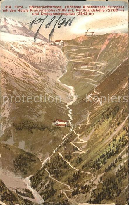 Stilfserjoch Passo dello Stelvio Stilfserhochstrasse Hotel Franzenshöhe