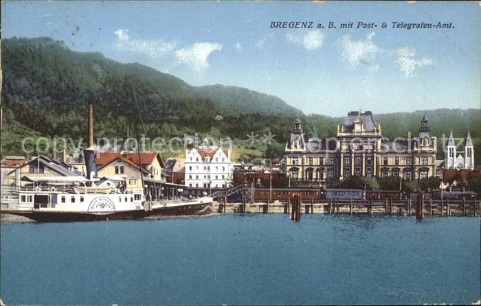Bregenz Vorarlberg Post- Telegrafen Amt Dampfer