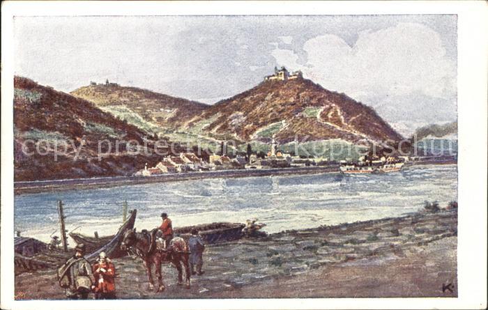 WIEN AT Kahlenberg Leopoldsberg Dampfer Pferd Kuenstlerkarte