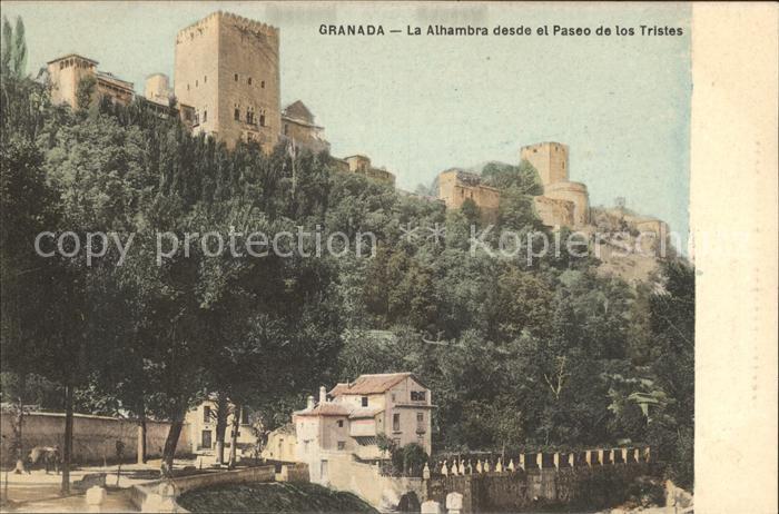 Granada Andalucia La Alhambra desde el Paseo de los Tristes