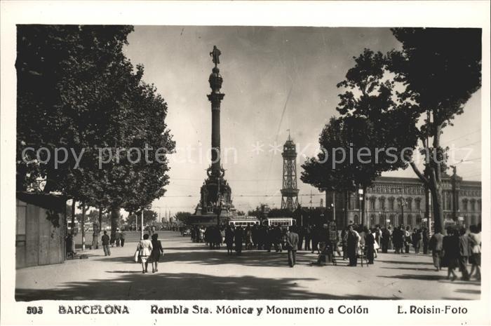 Barcelona Cataluna Rambla Sta. Monica y Monumento a Colon