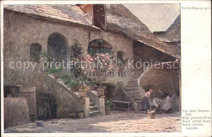 Kuenstlerkarte Stefan Simony Ein alter Bauernhof Wiener Volkskunst Nr. 604