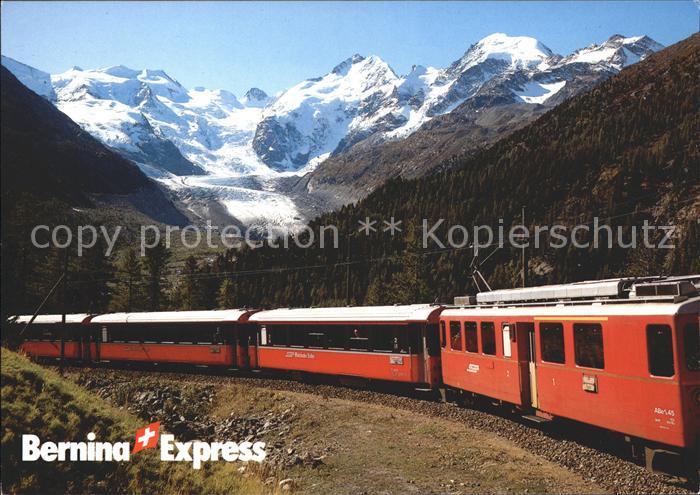 Eisenbahn Bernina-Express Rhaetischen Bahn Morteratsch Bellavista