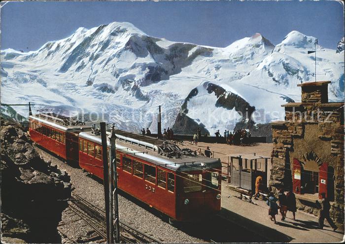 Zahnradbahn Station Gornergrat Zermatt Wallis Liskamm Castor Pollux