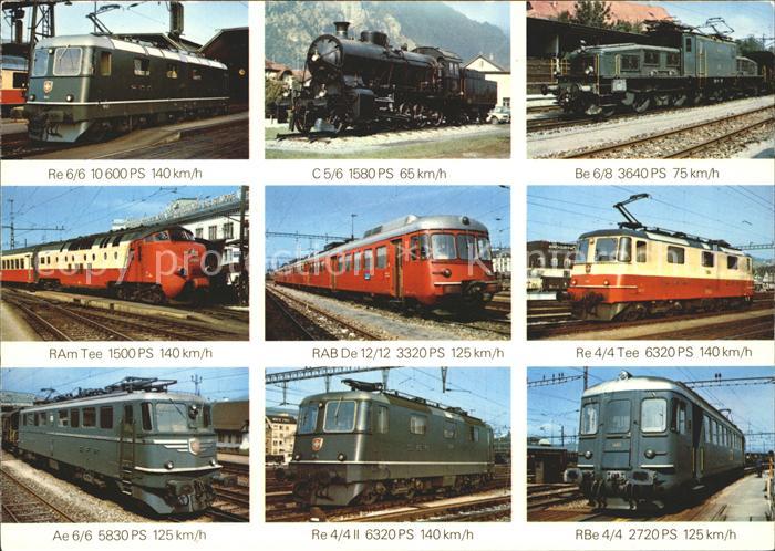 Lokomotive Schweiz Re 6/6 10 600 PS C5/6 1580 PS Be 6/8 3640 PS