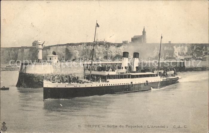 Dampfer Binnenschifffahrt Paquebot L'Arundel Dieppe Bahnpost