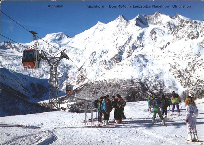 Seilbahn Kreuzboden-Hohsaas Skifahrer Saas Grund