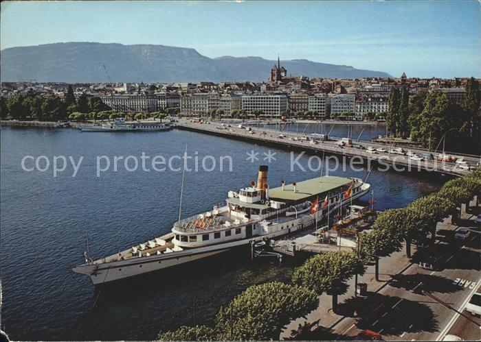 Dampfer Seitenrad La Suisse Geneve Pont Mont-Blanc