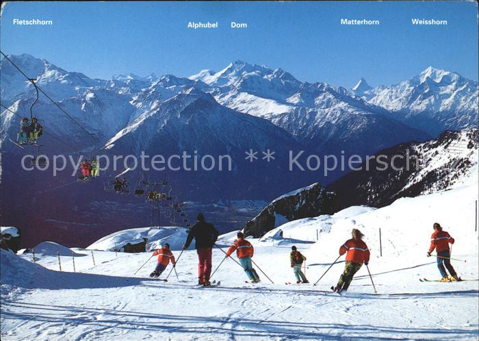 Skifahren Skiarena Riederalp Sessellift Moosfluh Wallis