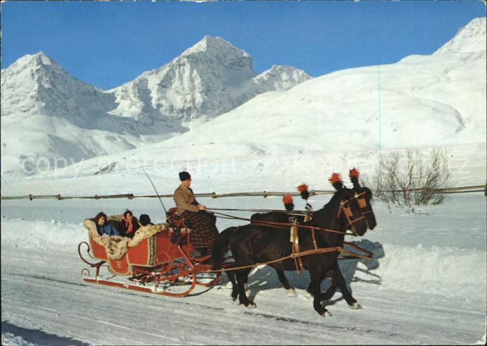 Schlitten Schnee Pferdeschlitten Engadin