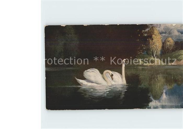 Kuenstlerkarte H.R. Schulze Schwaene Deutsche Kunst