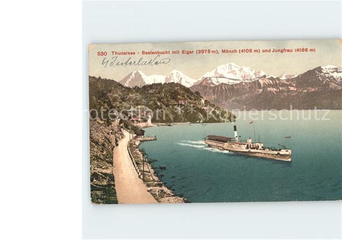 Dampfer Seitenrad Thunersee Beatenbucht Eiger Moench Jungfrau