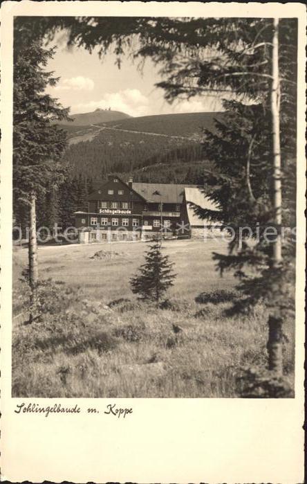 Riesengebirge Krkonose Karkonosze Schlingelbaude mit Schneekoppe
