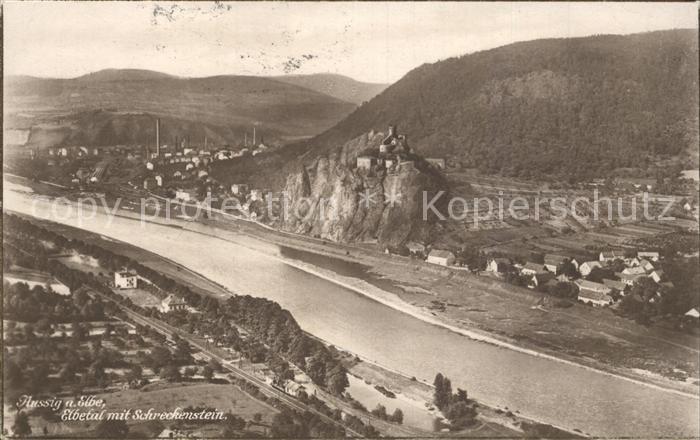 Aussig Tschechien Elbetal mit Schreckenstein