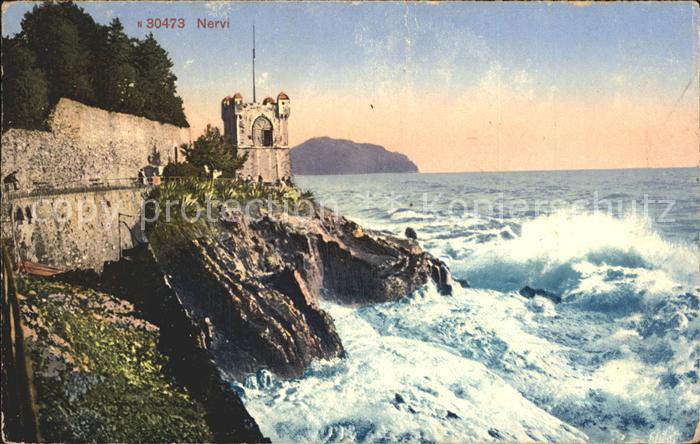 Nervi Festung Steilkueste Meeresbrandung