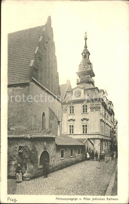 Prag Prahy Prague Altneusynagoge und Altes juedisches Rathaus