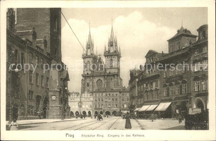 Prag Prahy Prague Altstaedter Ring Eingang ins Rathaus
