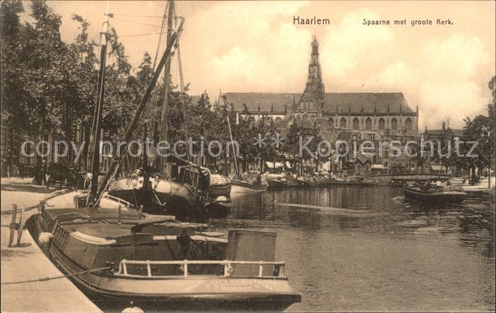 Haarlem Spaarne met groote Kerk