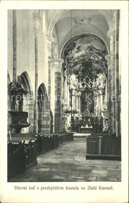 Zlate Korune Hlavni lod s presbyterem kostela