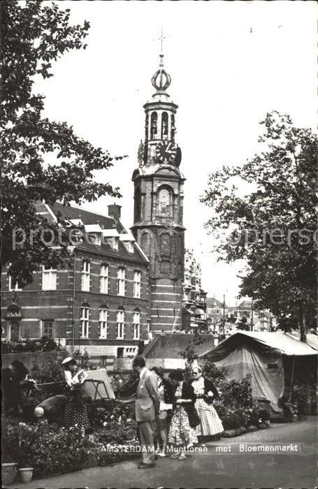 Amsterdam Niederlande Munttoren met Bloemenmarkt