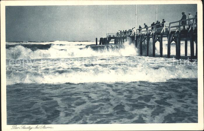 Cranz Ostseebad Der Seesteg bei Sturm