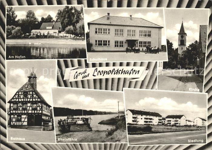 Leopoldshafen Am Hafen Schulhaus Rathaus Rheinfaehre Siedlung