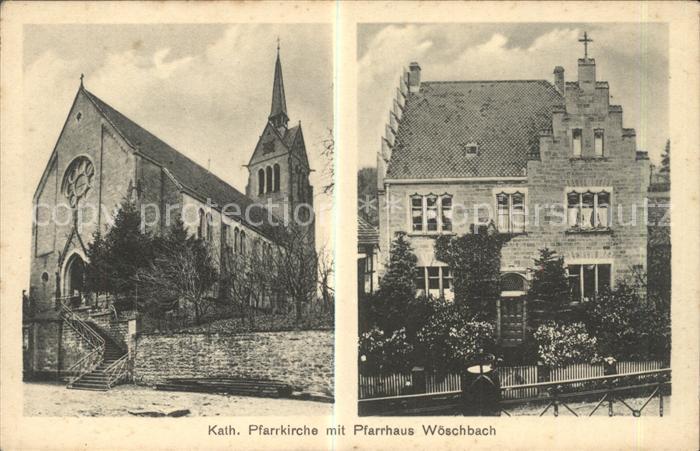 Woeschbach Kath Pfarrkirche mit Pfarrhaus
