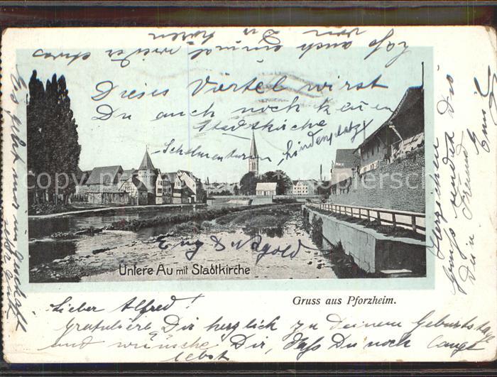 Pforzheim Untere Au mit Stadtkirche