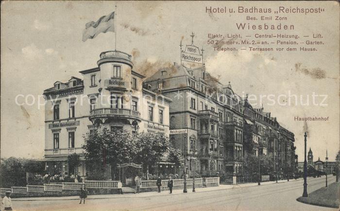 Wiesbaden Hotel und Badhaus Reichspost Fahne