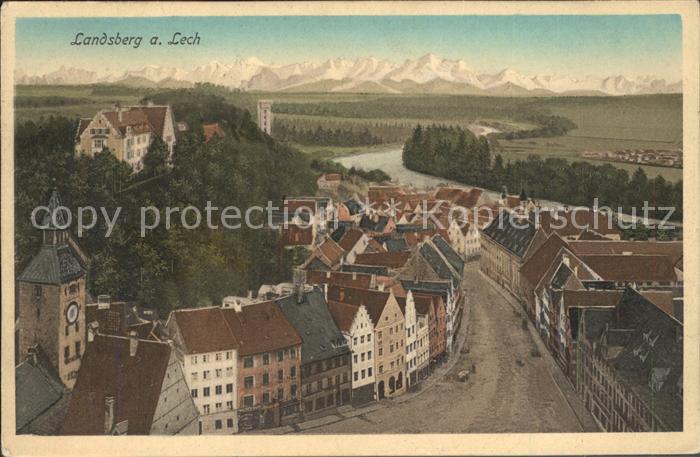 Landsberg Lech Teilansicht Altstadt Alpenpanorama