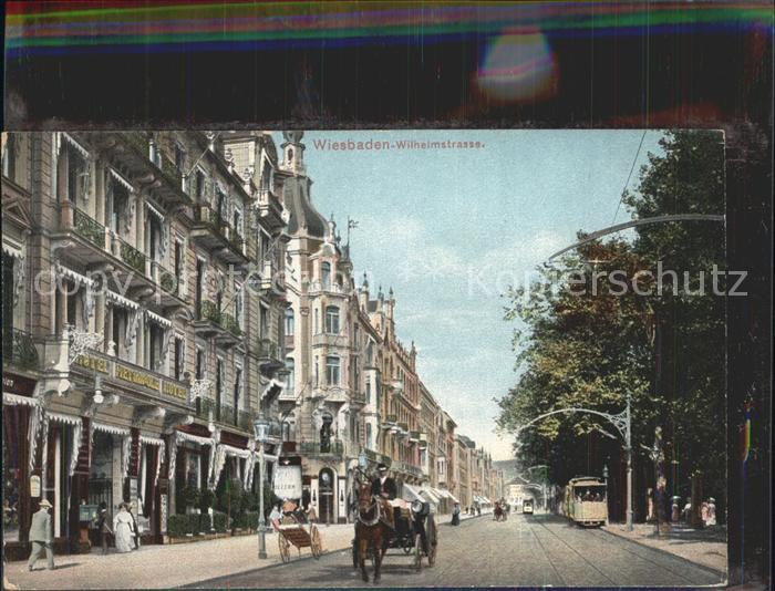 Wiesbaden Wilhelmstrasse Pferdekutsche Strassenbahn