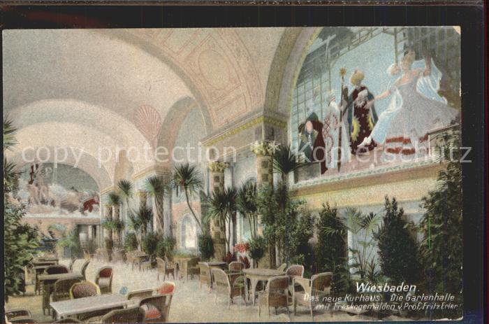 Wiesbaden Neues Kurhaus Gartenhalle Freskogemaelde Prof Fritz Erler