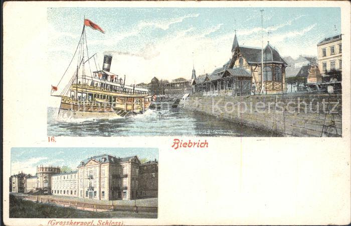 Biebrich Wiesbaden Rheinufer Dampfer Grossherzogliches Schloss