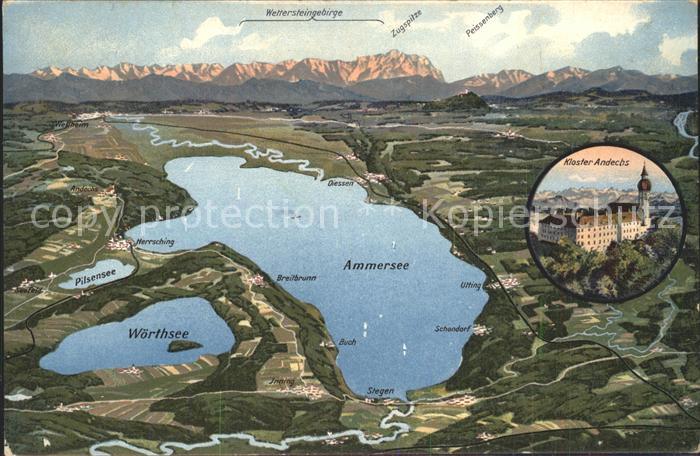 Ammersee und Umgebung Alpenpanorama Kloster Andechs